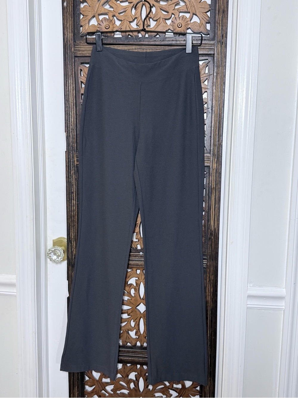 Eileen Fisher Slim Bootcut Pull-On Pants Graphite Stretch Knit Minimalist XXS NW